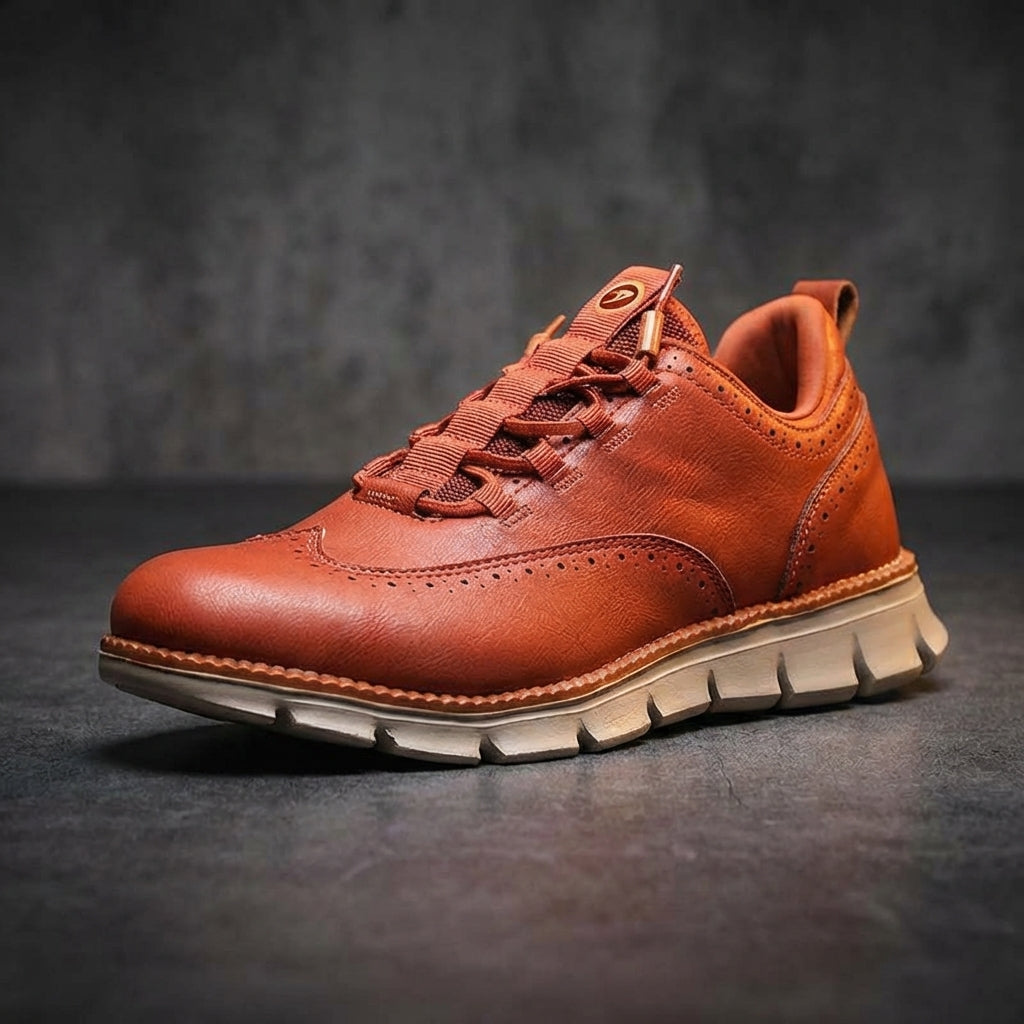 Chaussures Brogue en cuir synthétique avec design Wingtip et semelle en caoutchouc pour homme