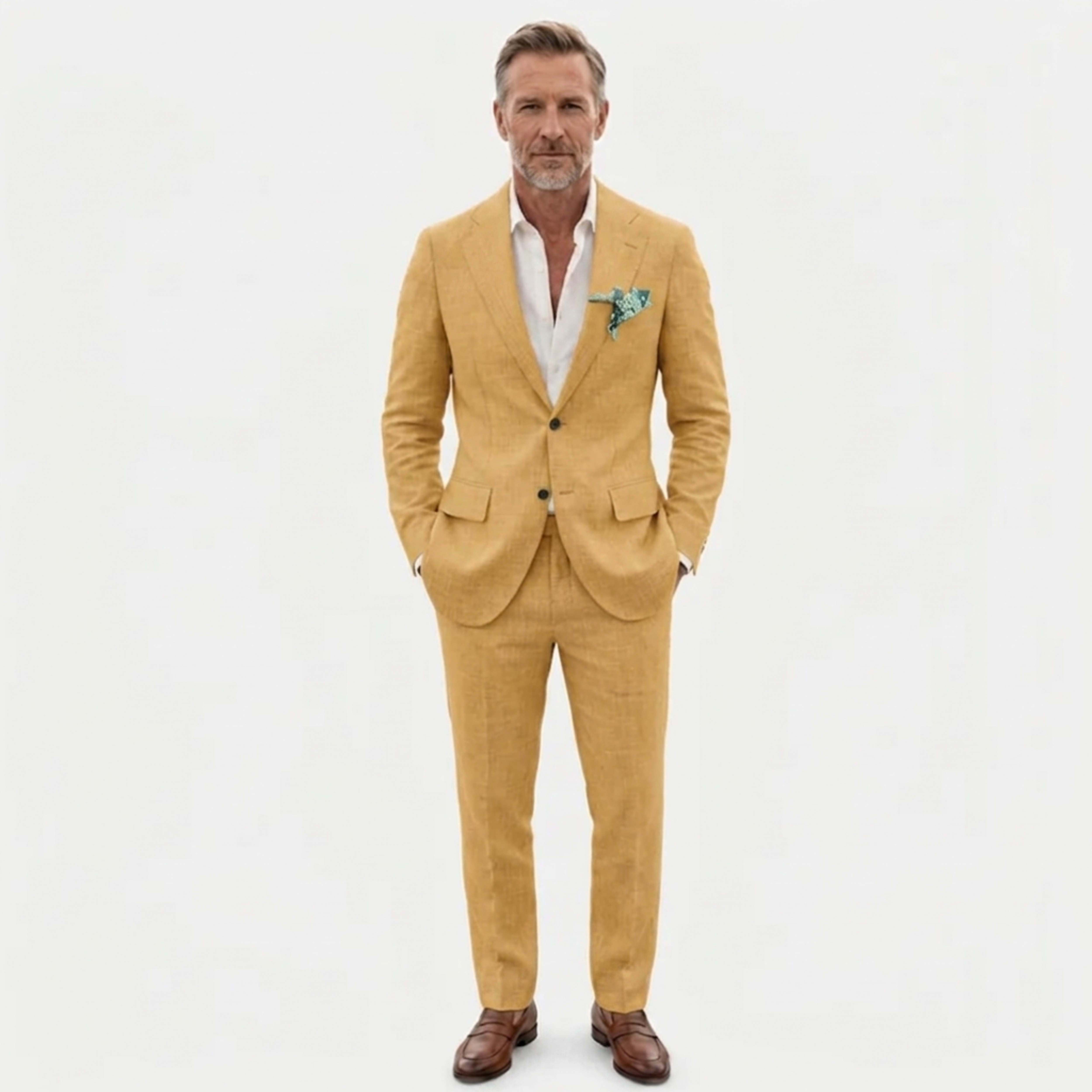 Costume en lin homme coupe slim | ensemble deux pièces formel pour mariages
