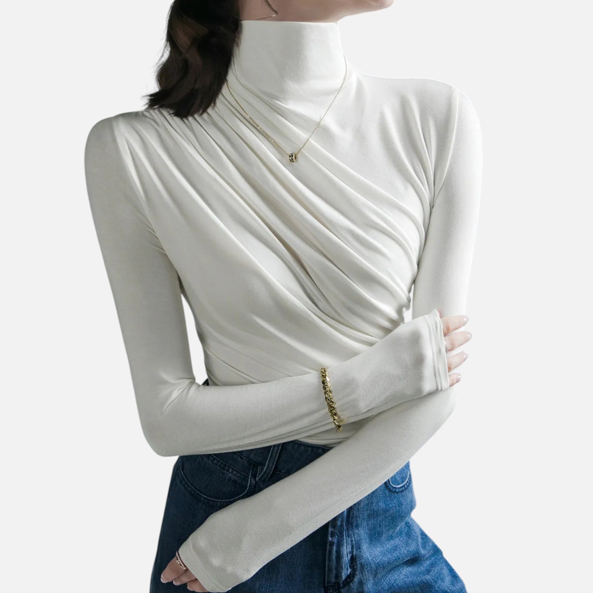 Eliaro Moda | Blusa Mujer Cuello Alto con Detalle Fruncido