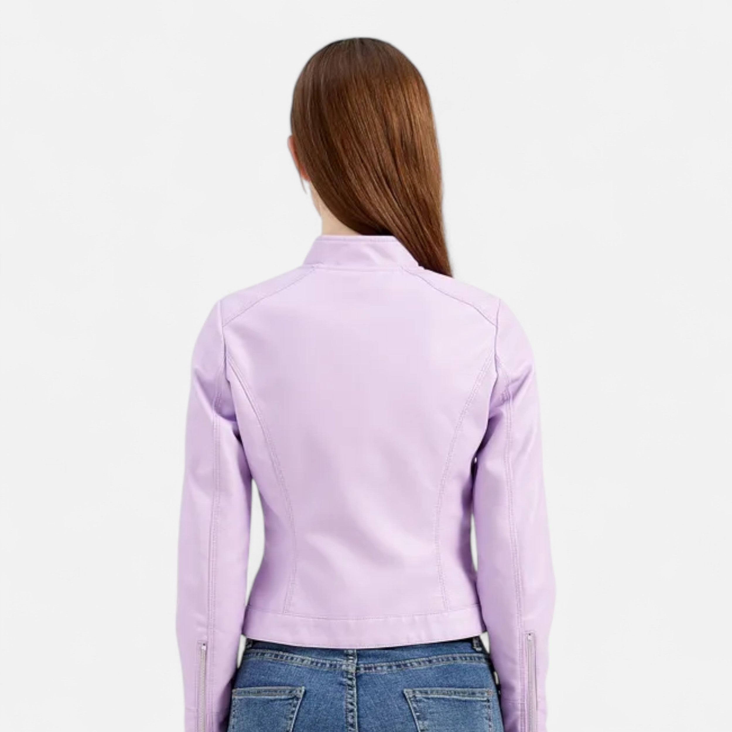 Eliaro Moda | Chaqueta Corta Mujer Cuero PU Cuello Alto con Cinturón