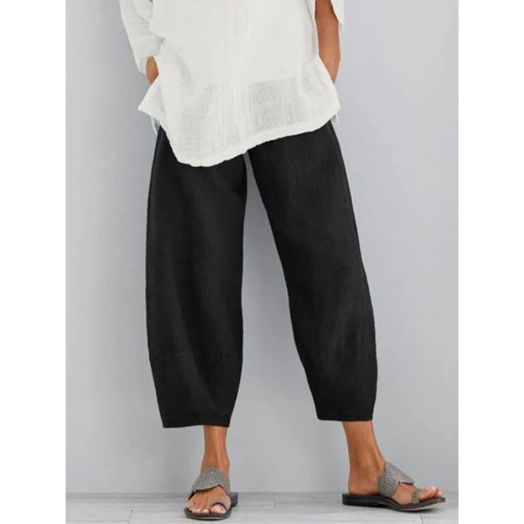Pantalon en lin pour femme - coupe ample décontractée - plage