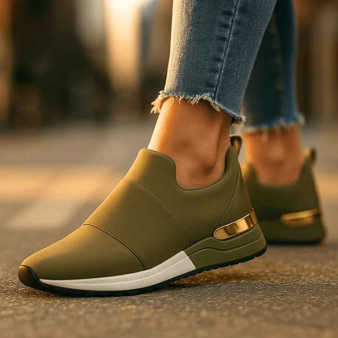 Women's Slip-On Sports Sneakers with Rubber Sole and Cotton Lining