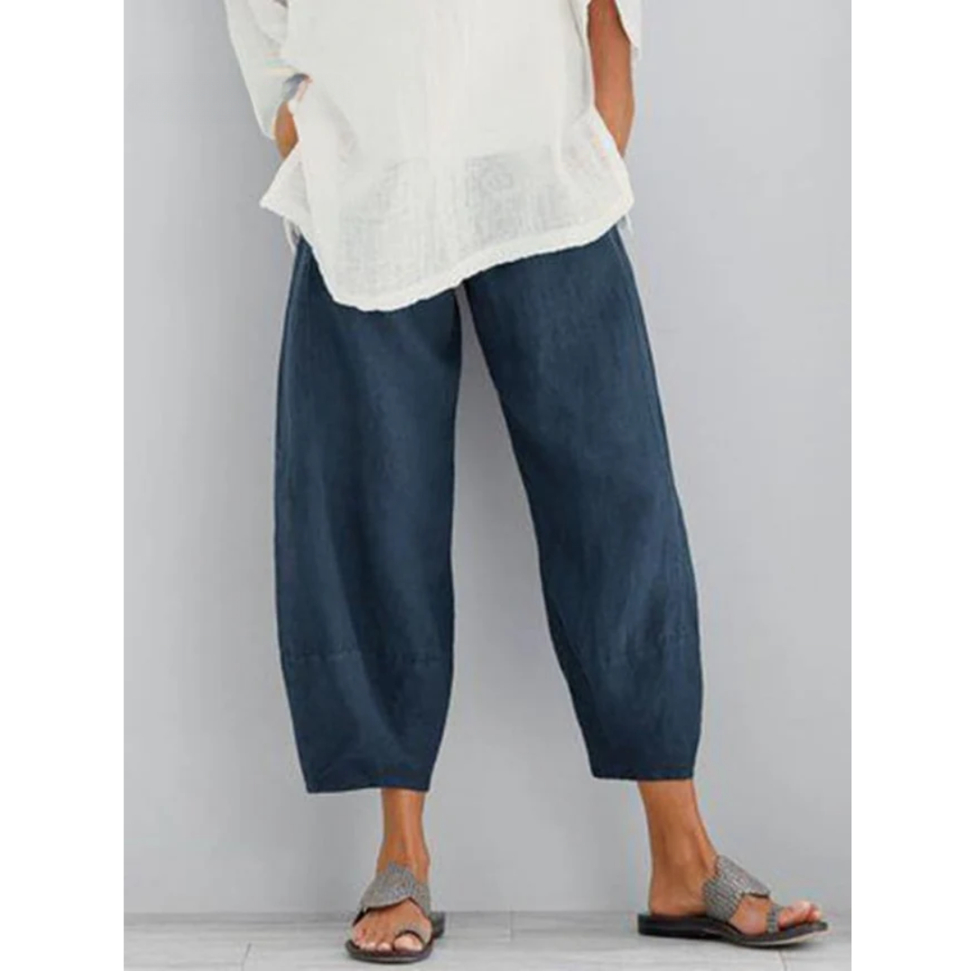 Pantalon en lin pour femme - coupe ample décontractée - plage