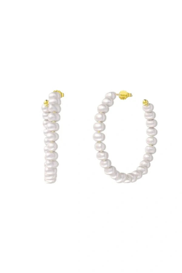 Orecchini a Cerchio con Perle Finte da Donna Gioielli di Lusso