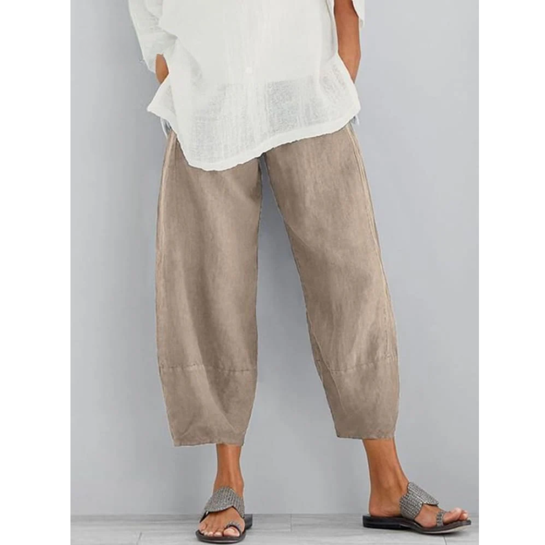 Pantalon en lin pour femme - coupe ample décontractée - plage