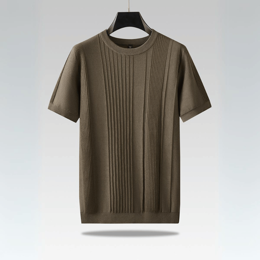 Men's Short-Sleeve Ice Silk Knit T-Shirt with Crew Neck