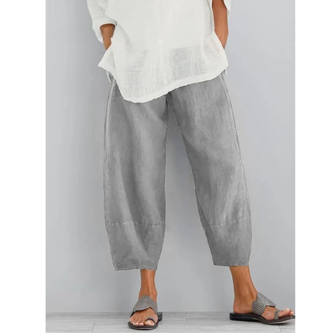 Pantalon en lin pour femme - coupe ample décontractée - plage