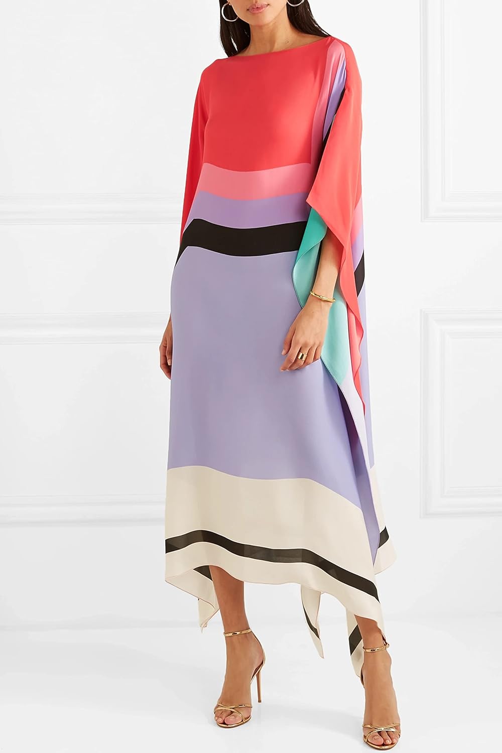 Robe kimono longue pour femme avec manches chauve-souris — été
