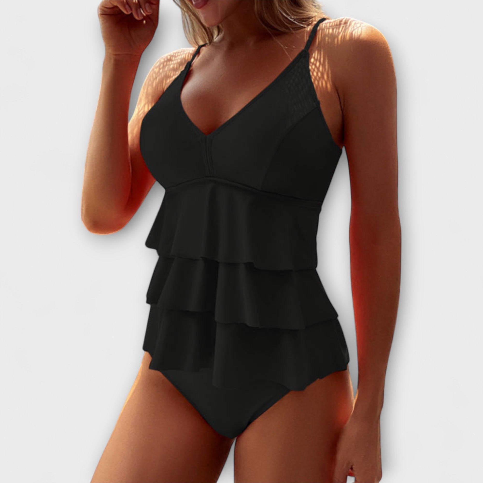 Fato de banho mulher com folhos | fato de banho com decote em V para praia