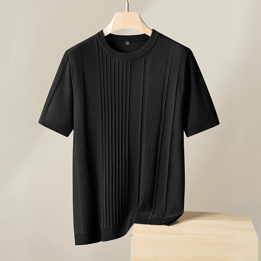 Men's Short-Sleeve Ice Silk Knit T-Shirt with Crew Neck