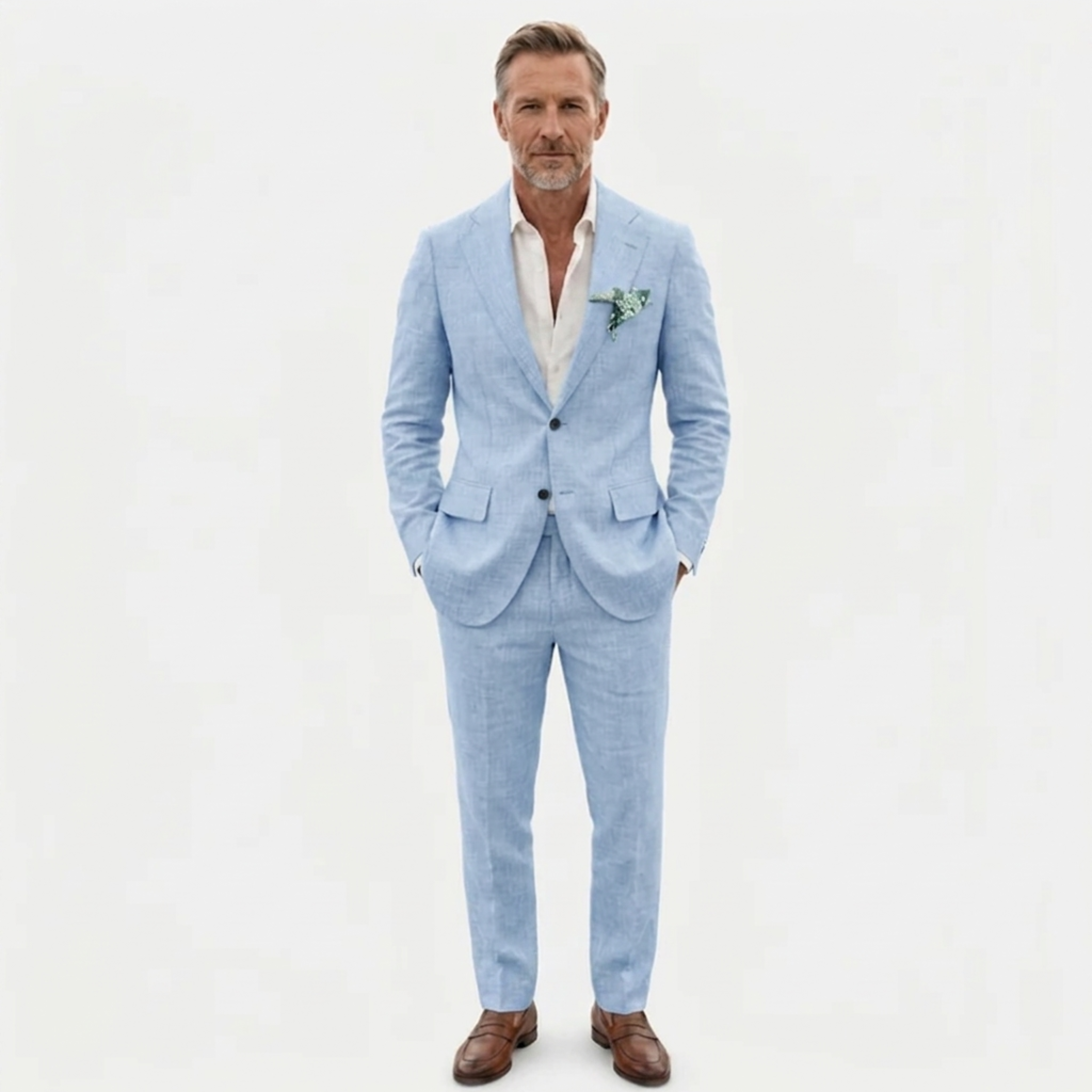 Costume en lin homme coupe slim | ensemble deux pièces formel pour mariages