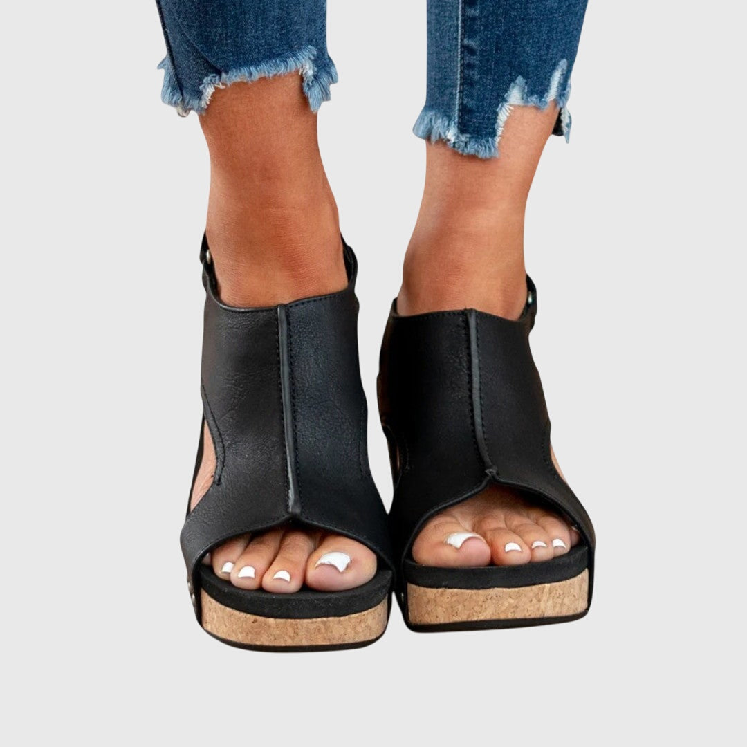Sandales à plateforme pour femme Chaussures compensées avec finition en liège
