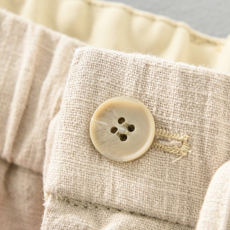 Pantaloni da Uomo in Lino e Cotone a Taglio Dritto con Vita Elastica
