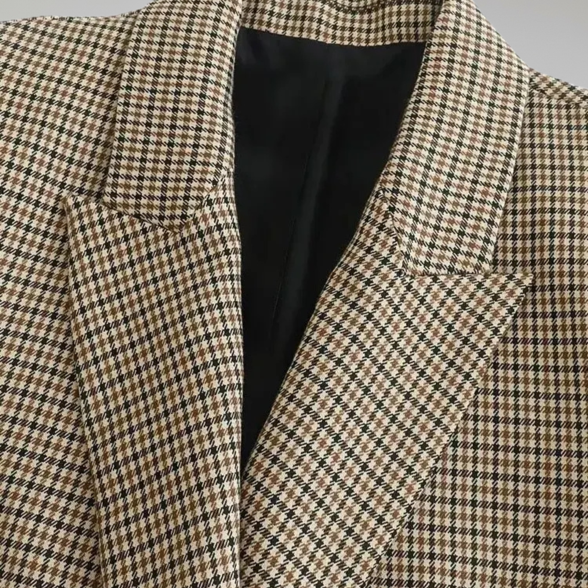 Blazer à carreaux pour femme avec double boutonnage et poches à rabat