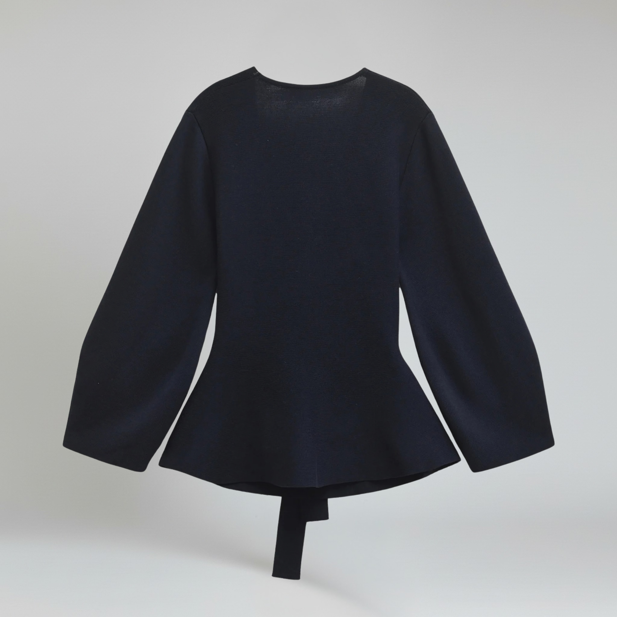 Women's Knit Blazer with Belt and Shoulder Pads with V-Neck