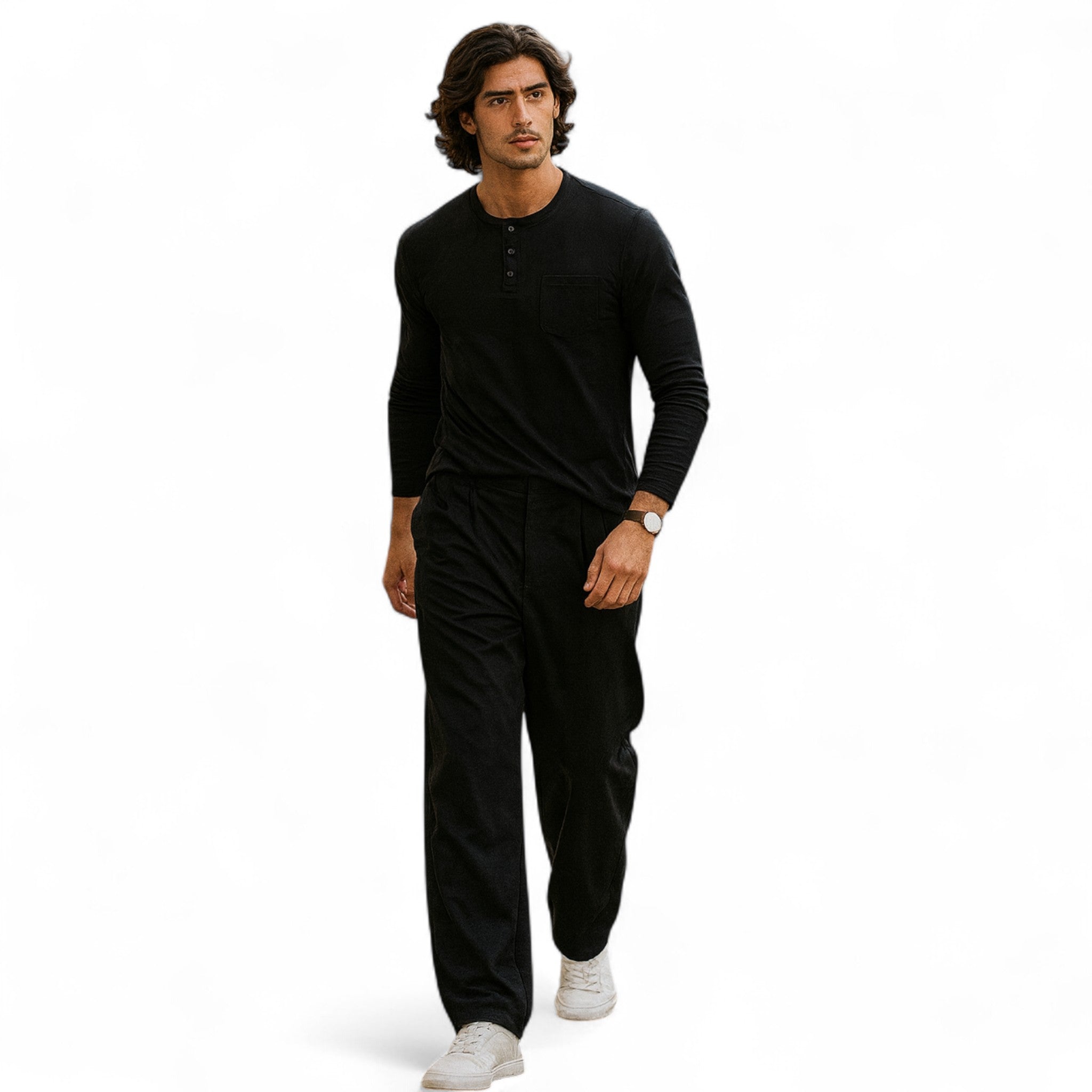 Eliaro Moda | Camisa Henley Hombre Manga Larga Estilo Riviera