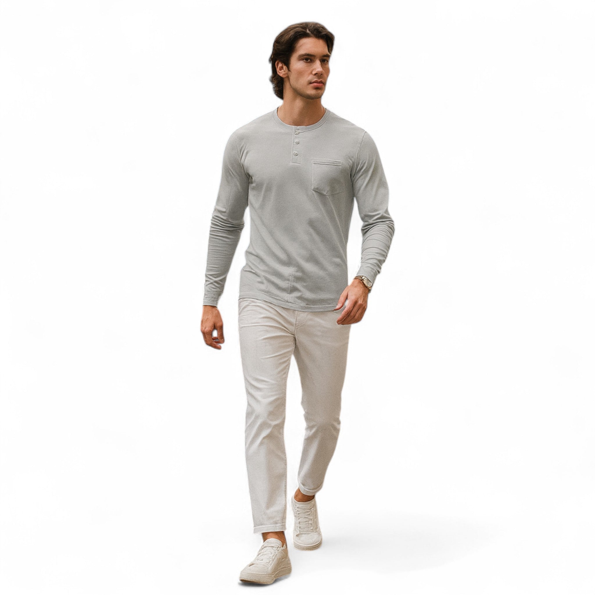 Eliaro Moda | Camisa Henley Hombre Manga Larga Estilo Riviera