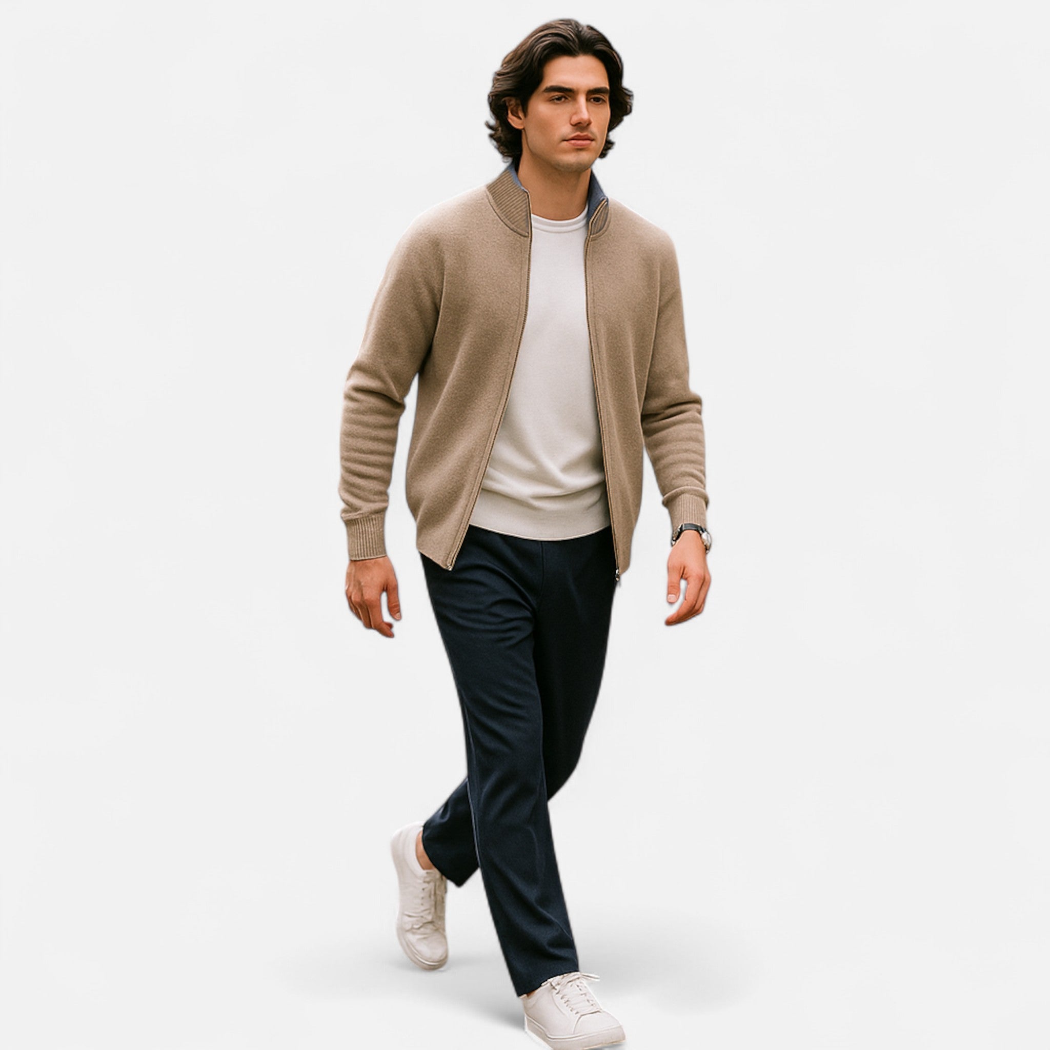 Eliaro Moda | Cazadora Zip-Up Hombre en Cachemira Peinada Premium