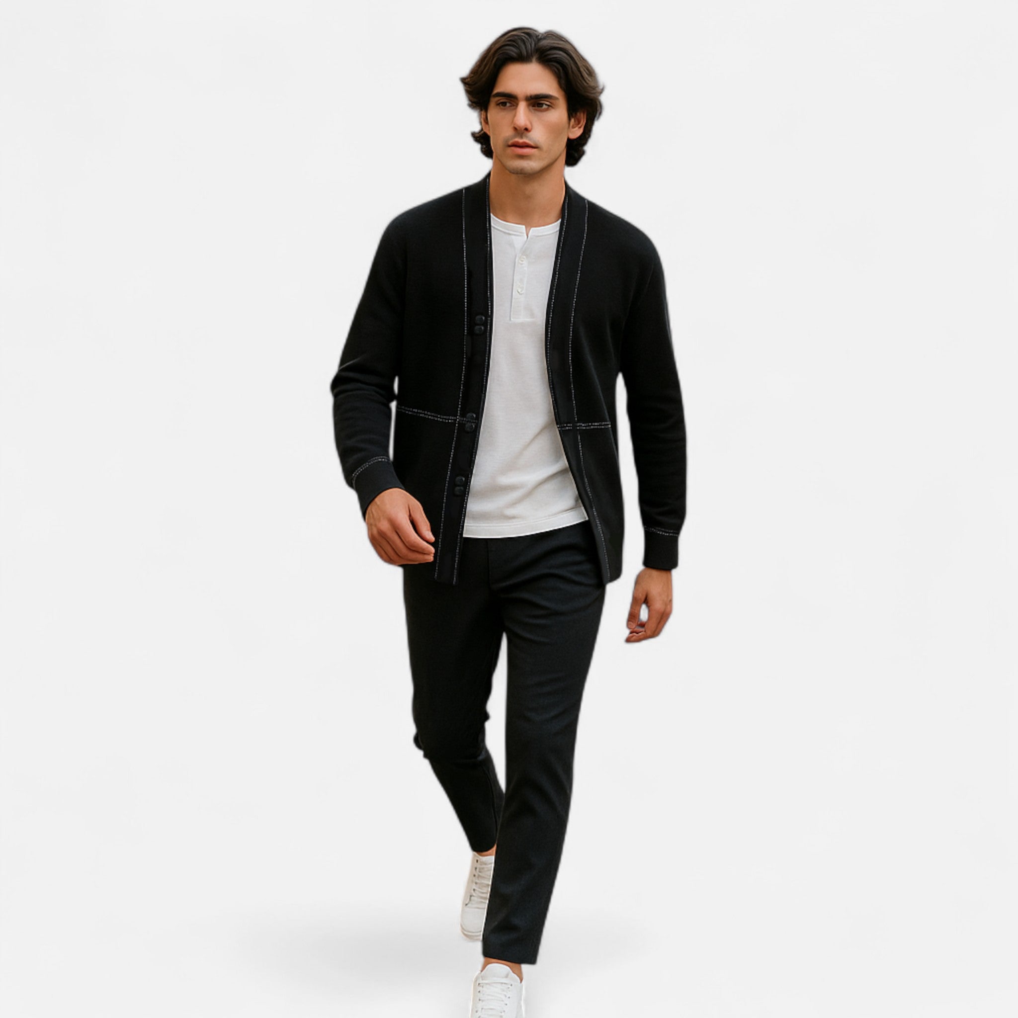 Eliaro Moda | Cárdigan Hombre Lana Virgen Tejido Artesanal Premium