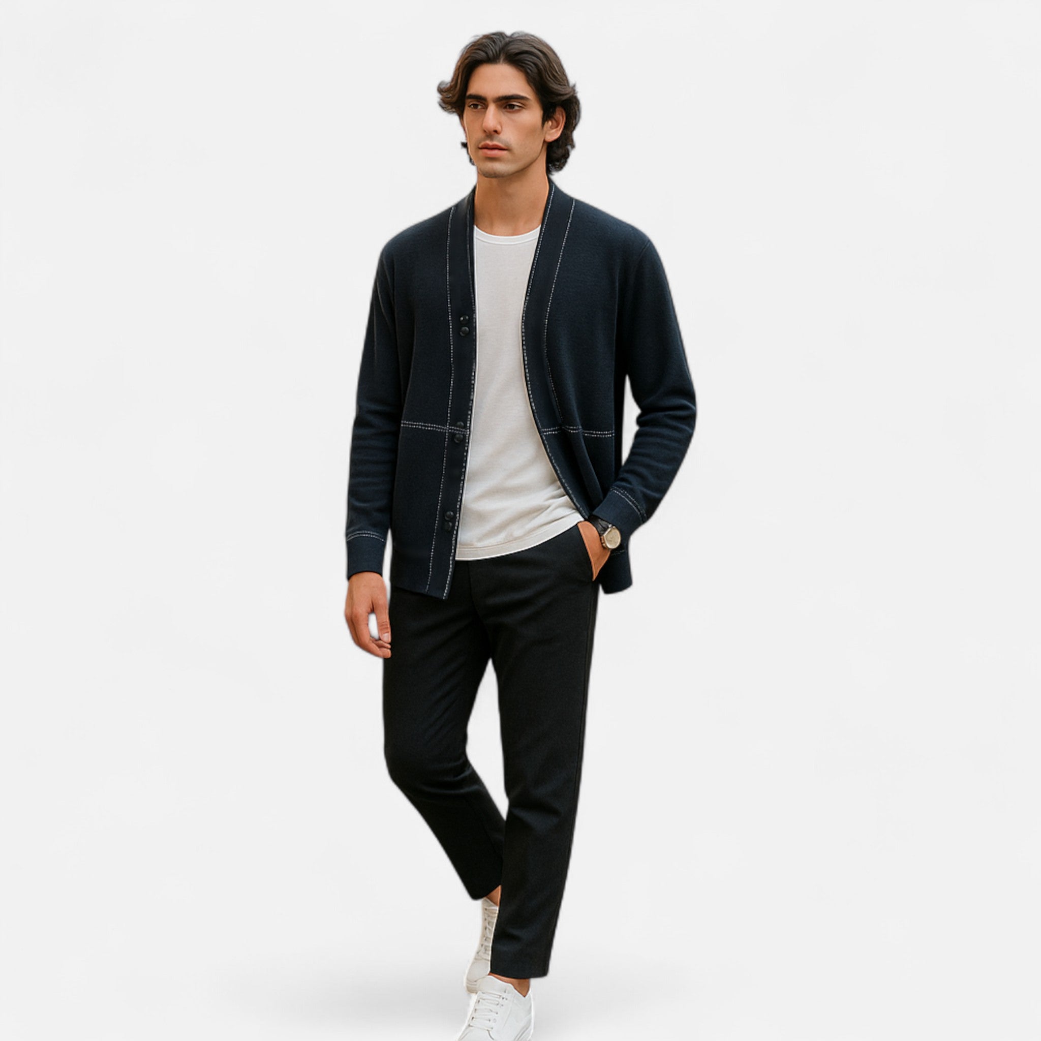 Eliaro Moda | Cárdigan Hombre Lana Virgen Tejido Artesanal Premium