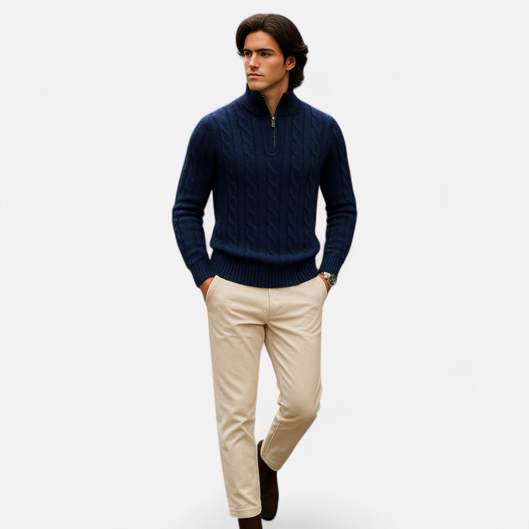 Eliaro Moda | Jersey Half-Zip Hombre Cuello Alto Estilo Clásico