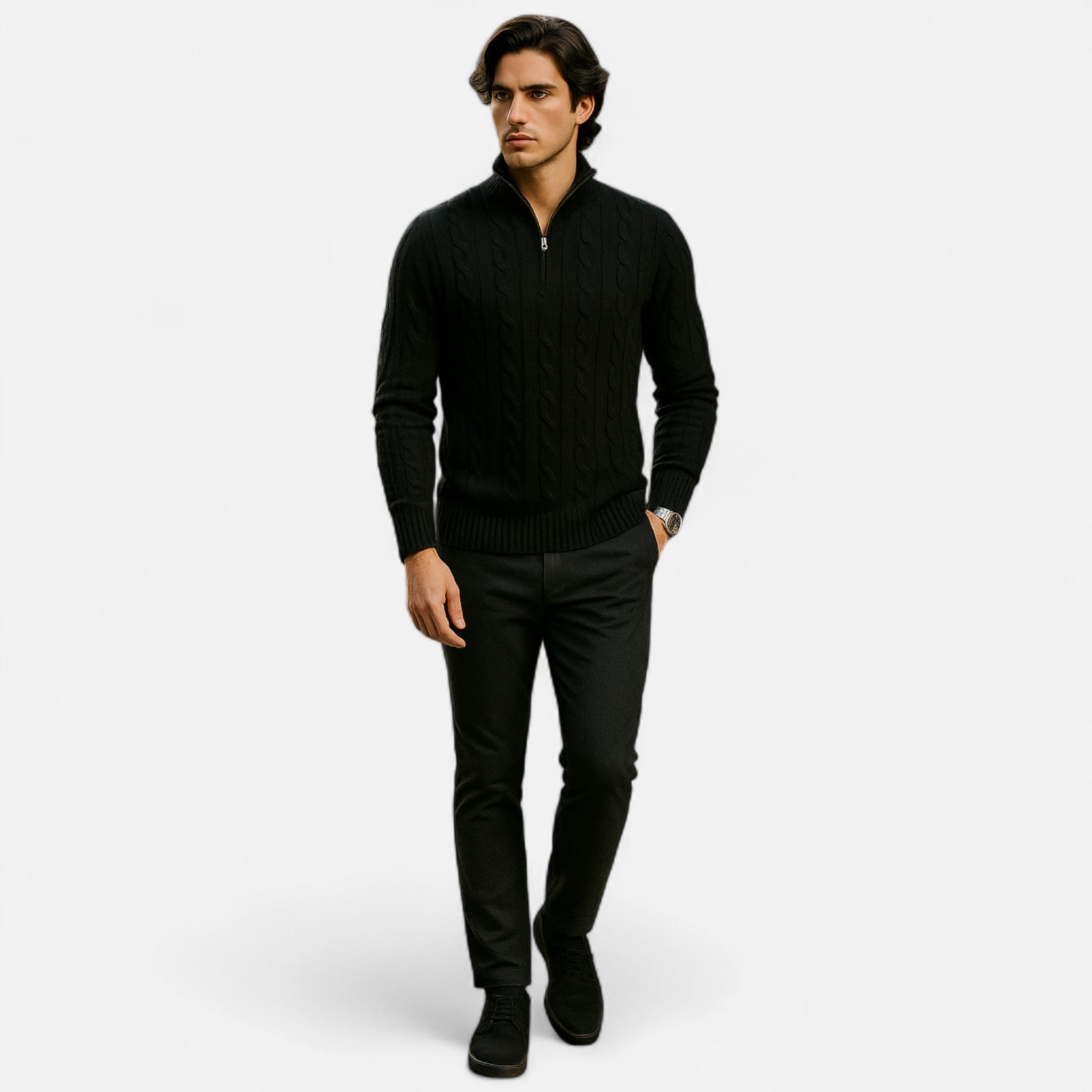 Eliaro Moda | Jersey Half-Zip Hombre Cuello Alto Estilo Clásico