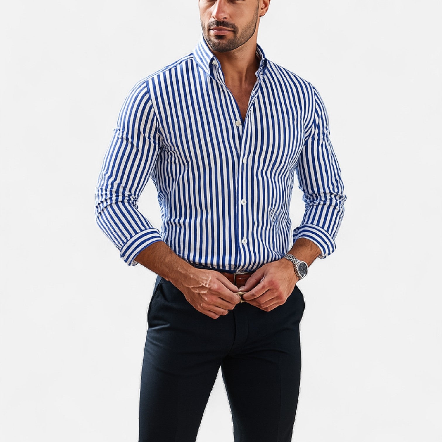 Eliaro Moda | Camisa a Rayas para Hombre – Diseño Clásico con Patrón Atemporal y Ajuste Refinado
