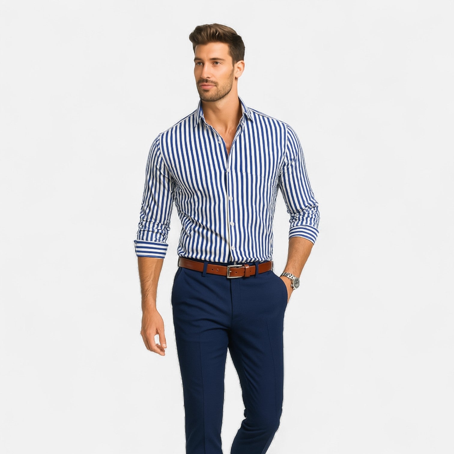 Eliaro Moda | Camisa a Rayas para Hombre – Diseño Clásico con Patrón Atemporal y Ajuste Refinado