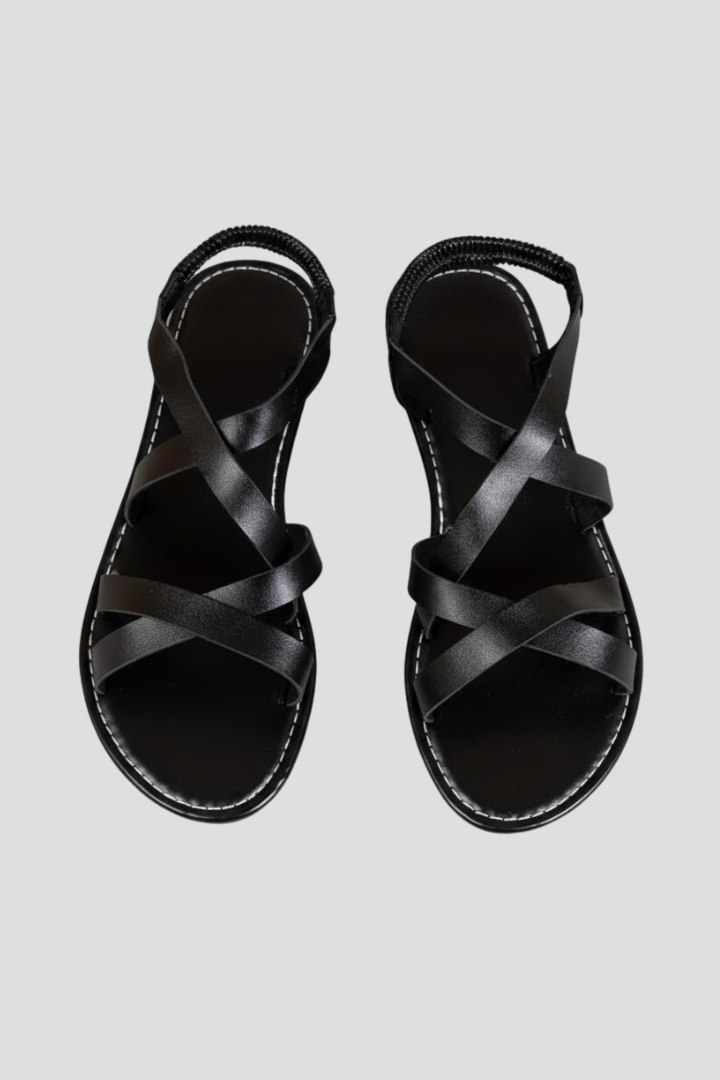 Women's Flat Sandals with Crossed Straps and Non-Slip Sole