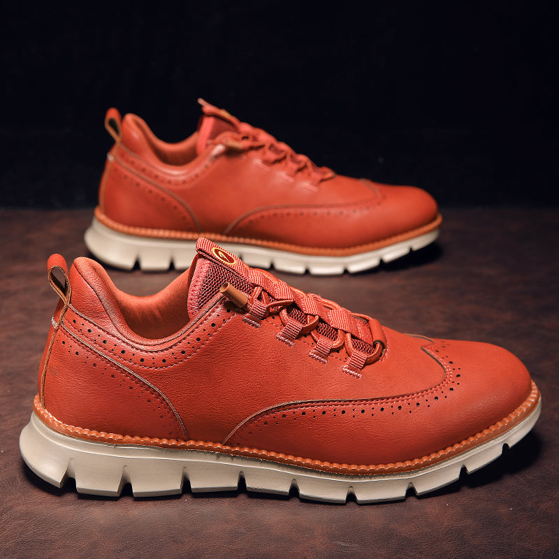 Chaussures Brogue en cuir synthétique avec design Wingtip et semelle en caoutchouc pour homme