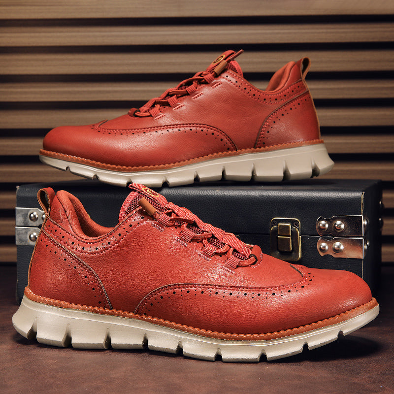 Chaussures Brogue en cuir synthétique avec design Wingtip et semelle en caoutchouc pour homme