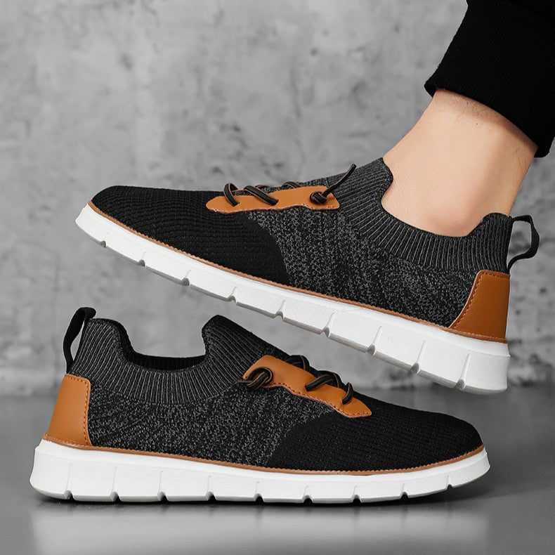 Sneakers Traspiranti in Mesh da Uomo con Suola in Gomma e Lacci