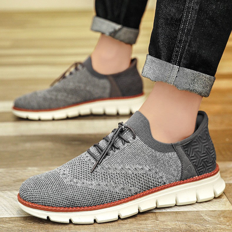 Scarpe Brogue in Mesh da Uomo con Suola Flessibile in Gomma e Chiusura con Lacci