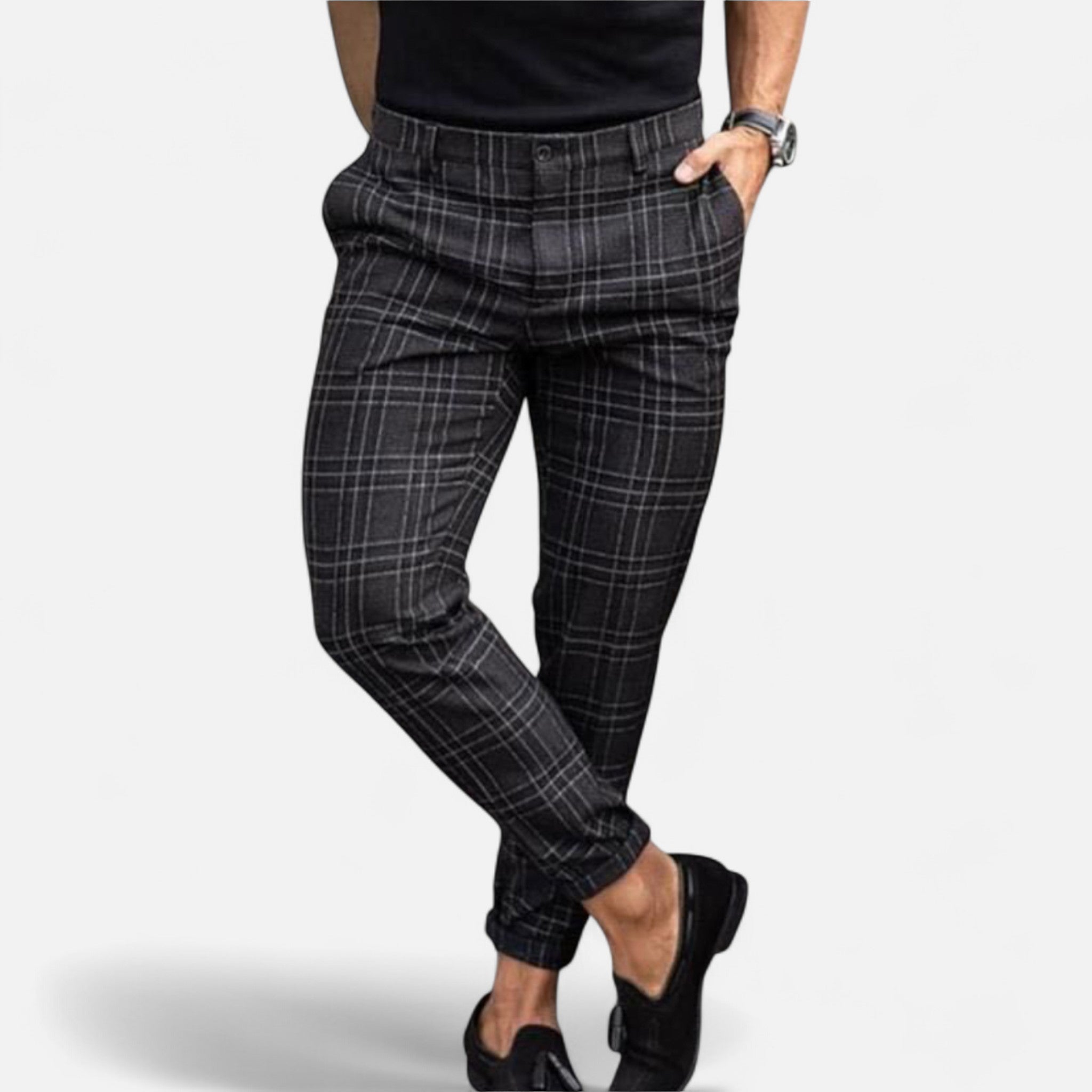 Eliaro Moda | Chinos Hombre Slim Fit Cuadro Clásico con Stretch