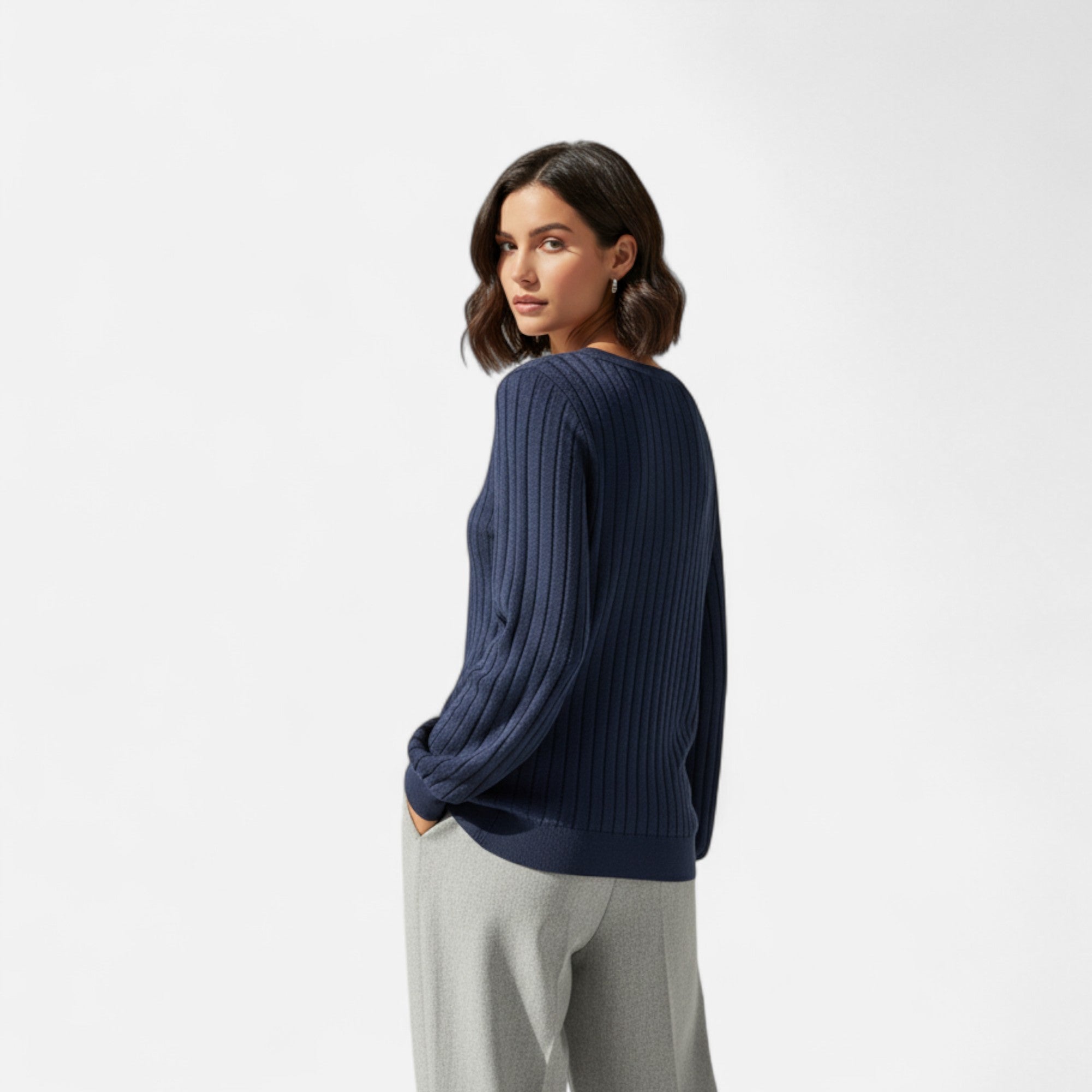 Eliaro Moda | Jersey Mujer Cuello en V Acanalado
