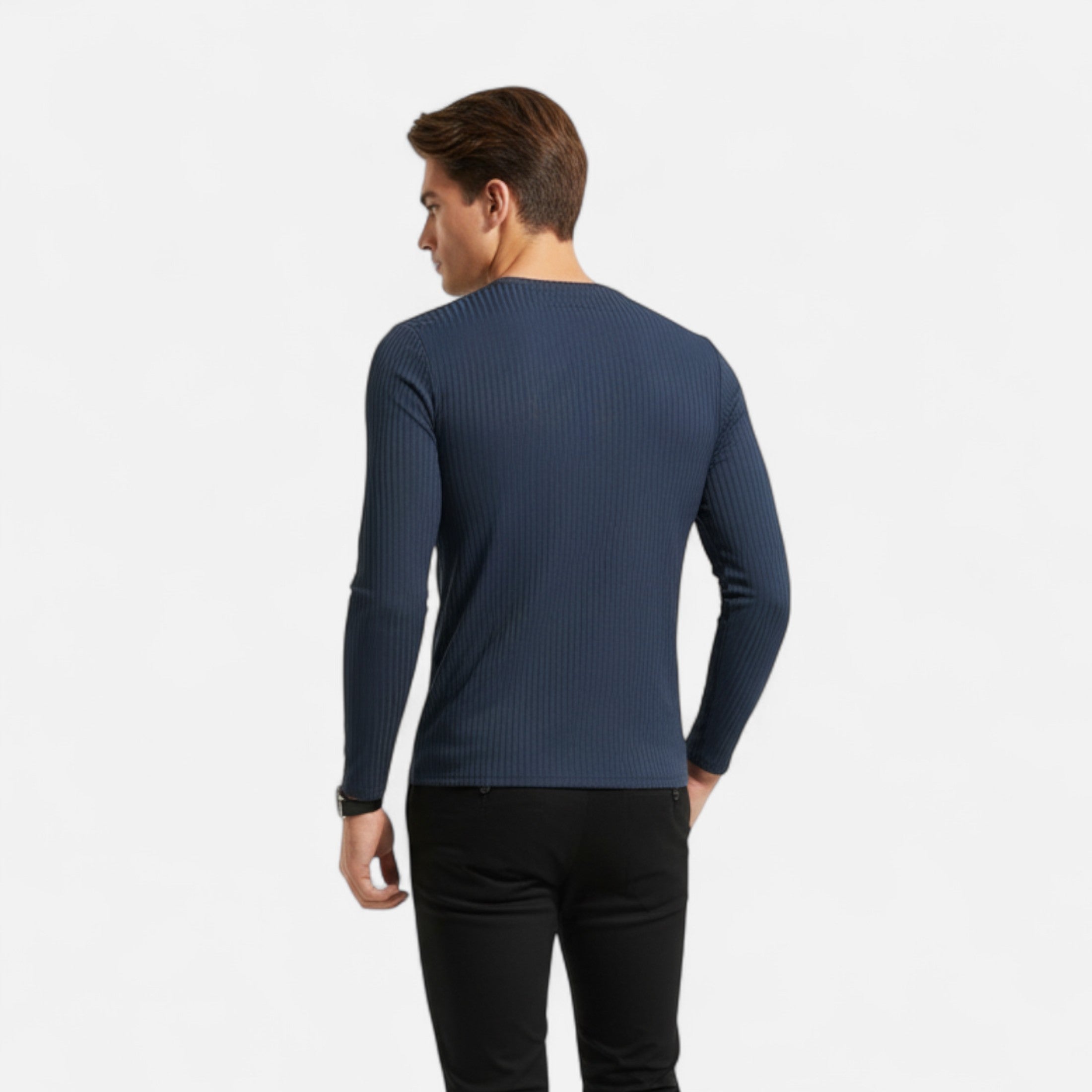 Eliaro Moda | Camiseta de Manga Larga Acanalada para Hombre