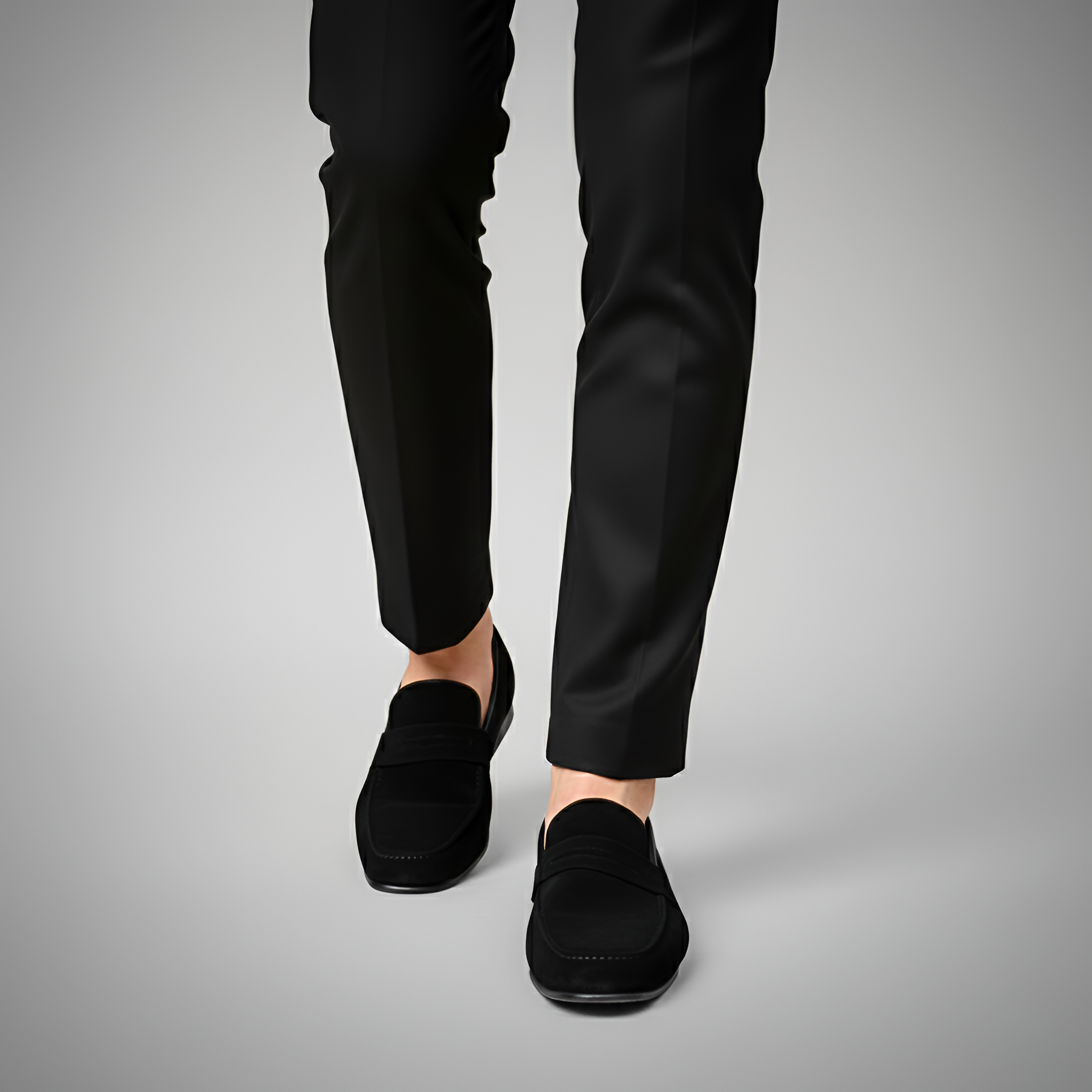 Men's Suede Loafers with Slip-On Design and Lightweight Sole