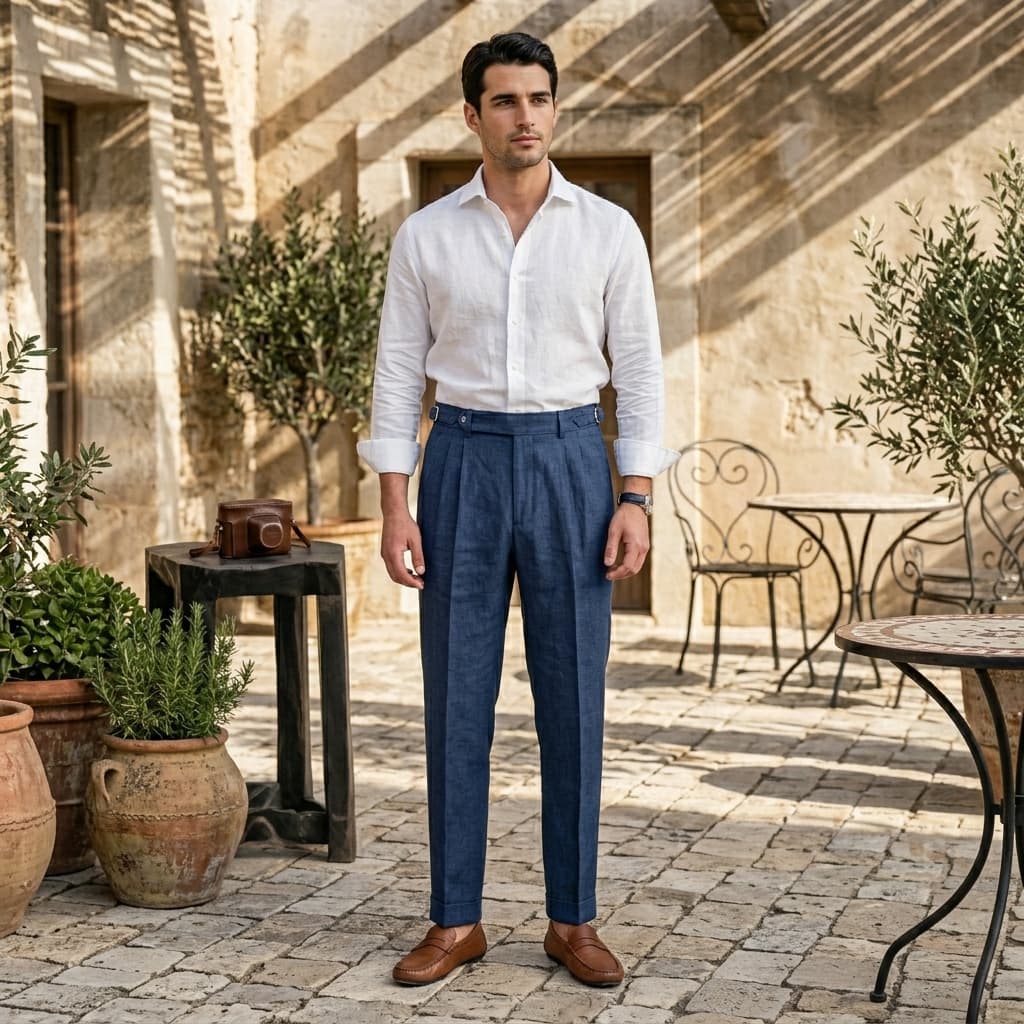 Calças de linho para homem — corte de alfaiate — eventos e casamentos