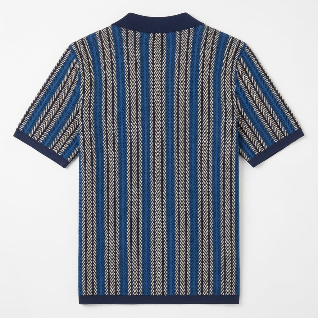 Polo en maille homme — rayures verticales — style décontracté vacances