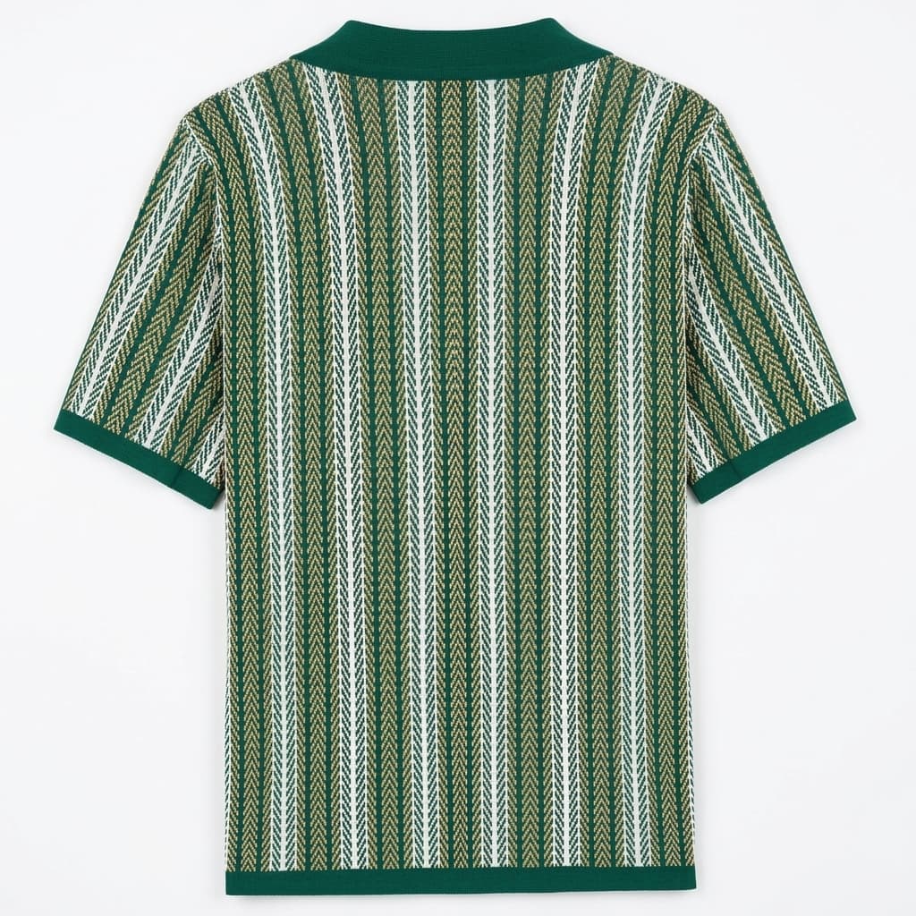 Polo en maille homme — rayures verticales — style décontracté vacances