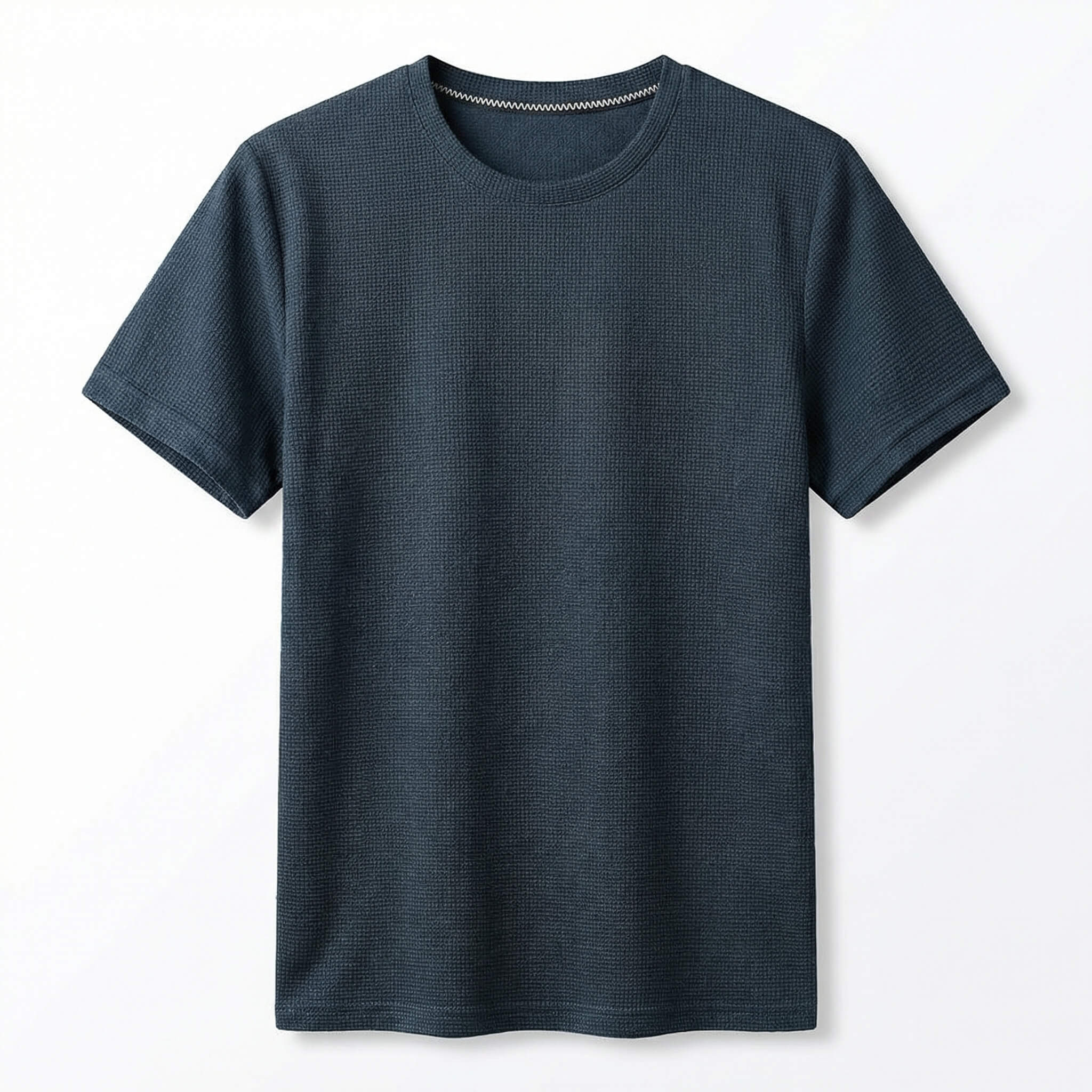 T-shirt de malha gofrada para homem — corte relaxado — estilo diário