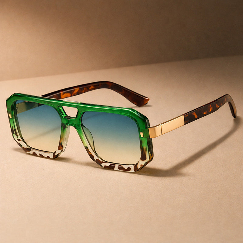 Lunettes de soleil carrées à double pont rétro, protection UV400 unisexe