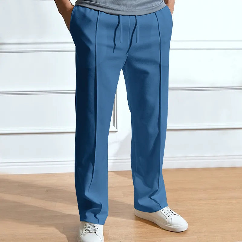 Pantalones hombre ajuste flexible cintura elástica cordón