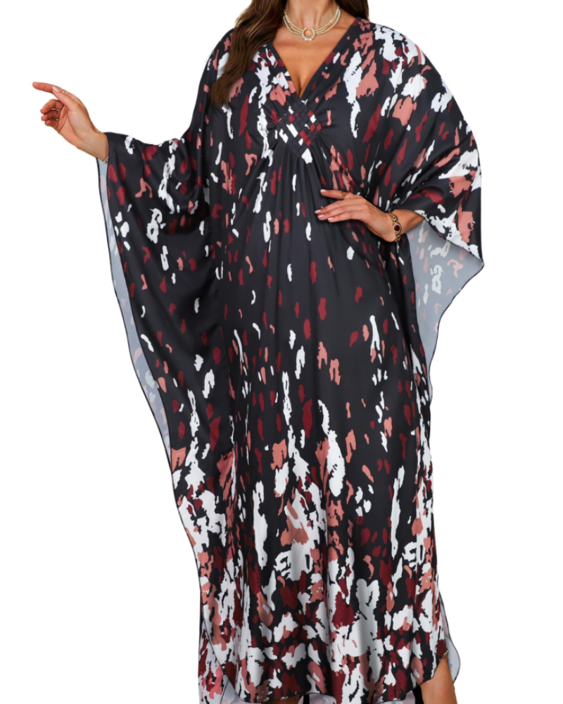 Vyšívané kimono pro ženy s výstřihem do V — pláž