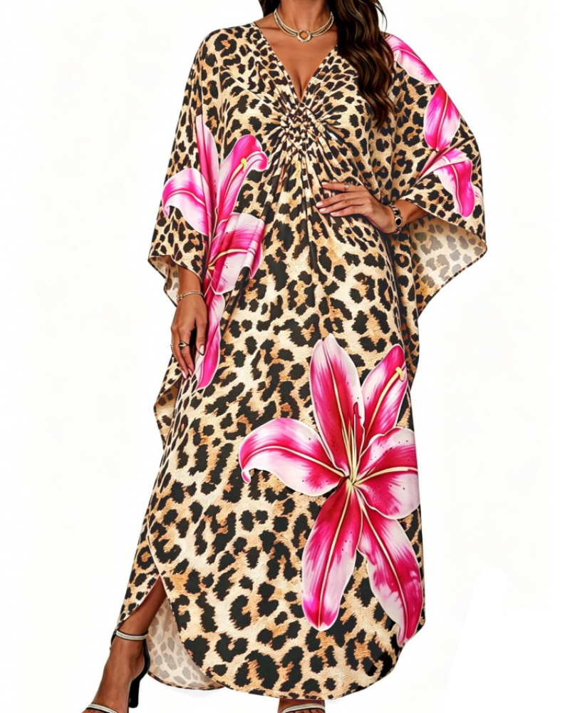Vyšívané kimono pro ženy s výstřihem do V — pláž