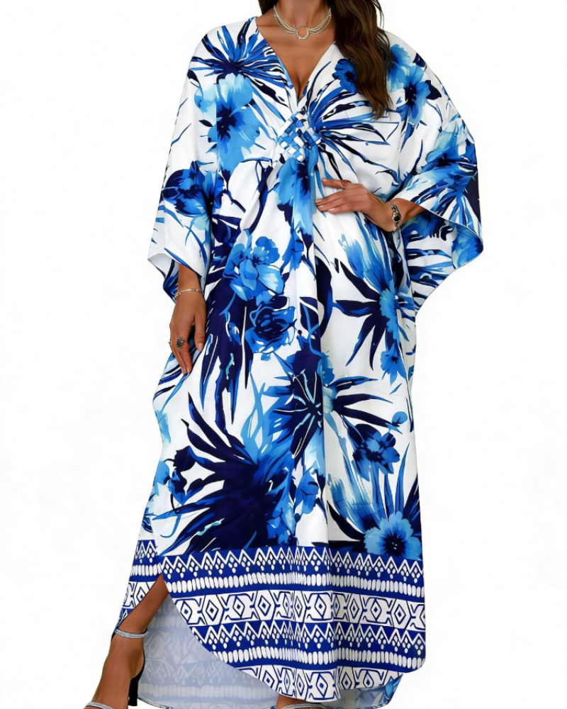Vyšívané kimono pro ženy s výstřihem do V — pláž