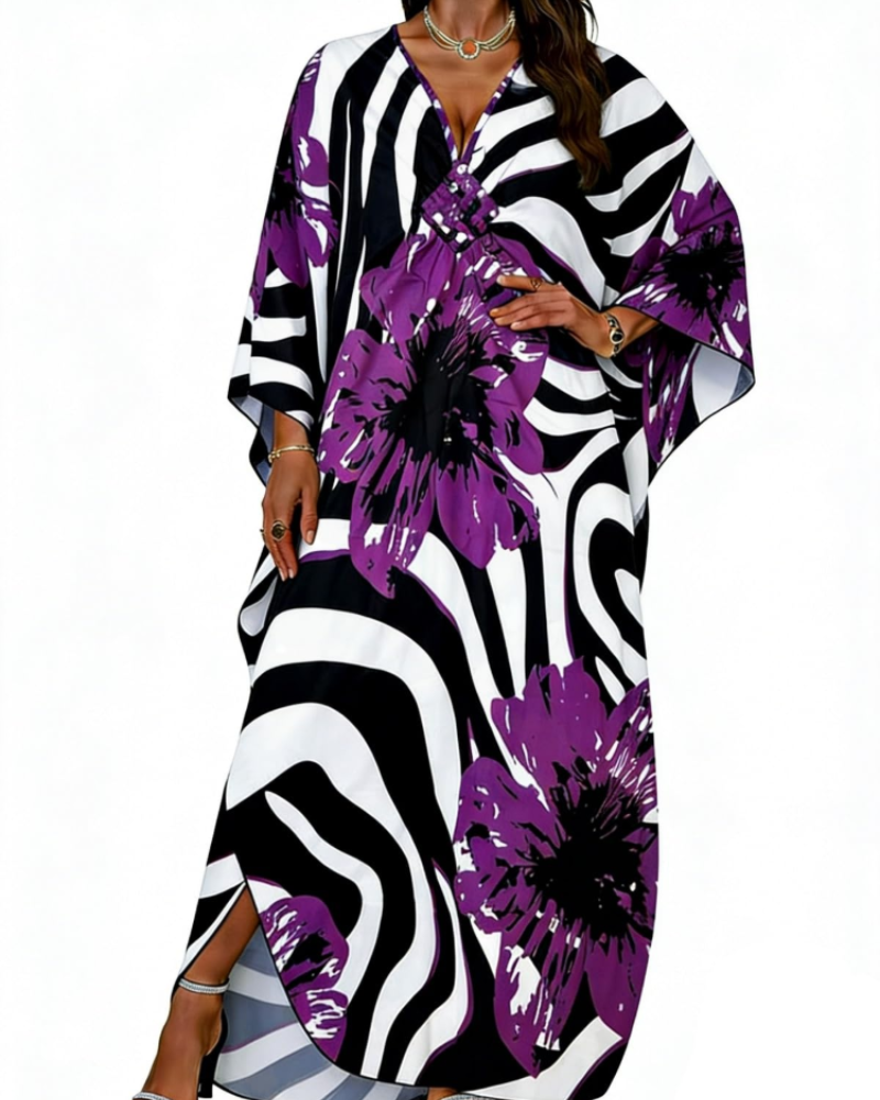 Vyšívané kimono pro ženy s výstřihem do V — pláž