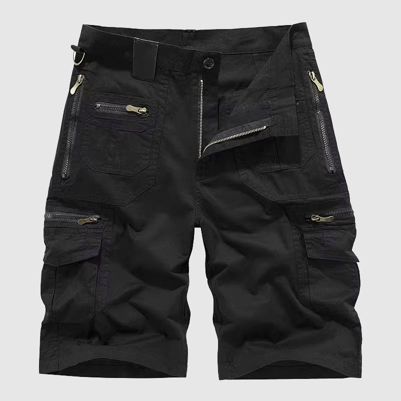 Calções cargo para homem com corte relaxado e bolsos com fecho