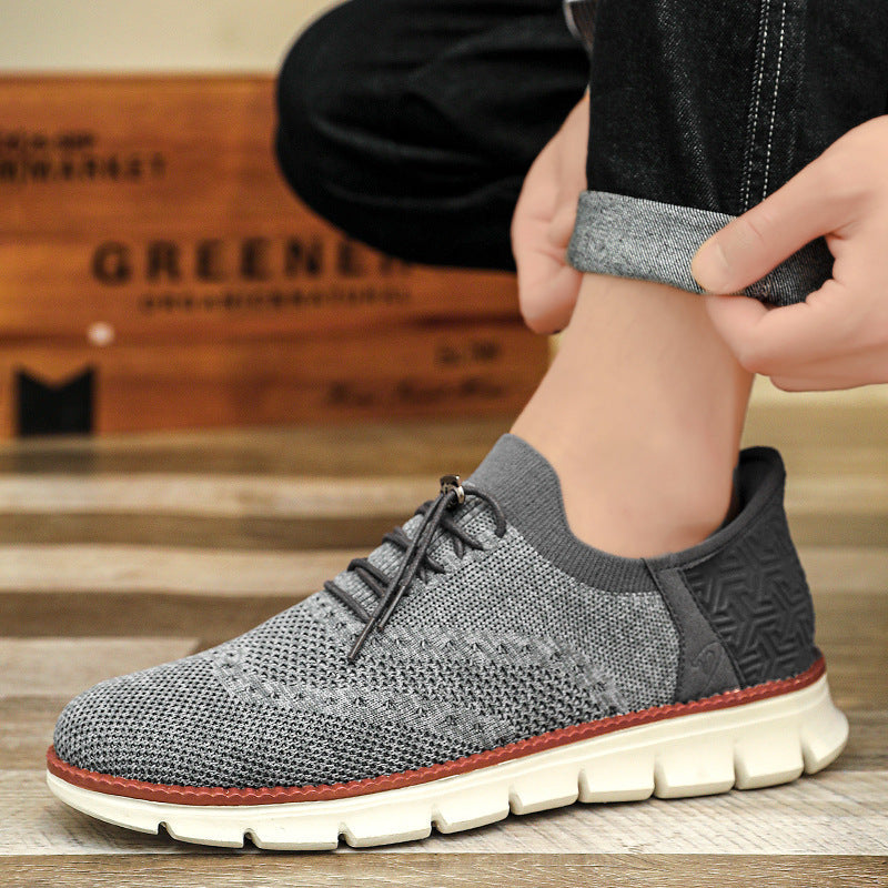 Scarpe Brogue in Mesh da Uomo con Suola Flessibile in Gomma e Chiusura con Lacci