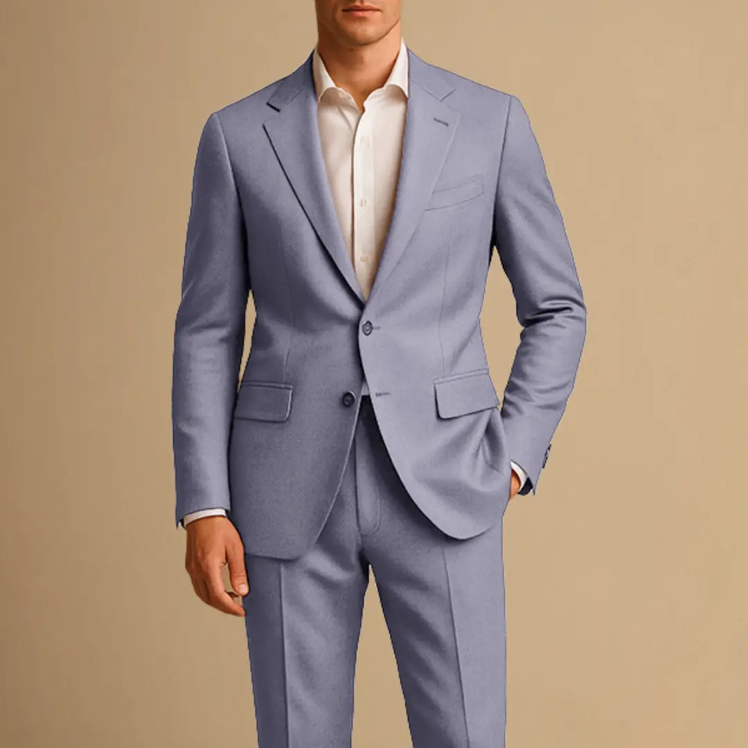Men's Two-Piece Suit with Slim Fit Cut and Single-Breasted Jacket
